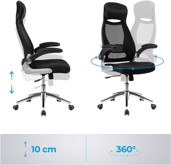 Ergonomisk kontorsstol med nackstöd, flexibel armstöd, lutning