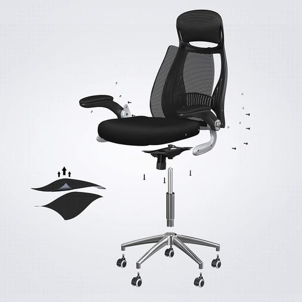 Ergonomisk kontorsstol med nackstöd, flexibel armstöd, lutning