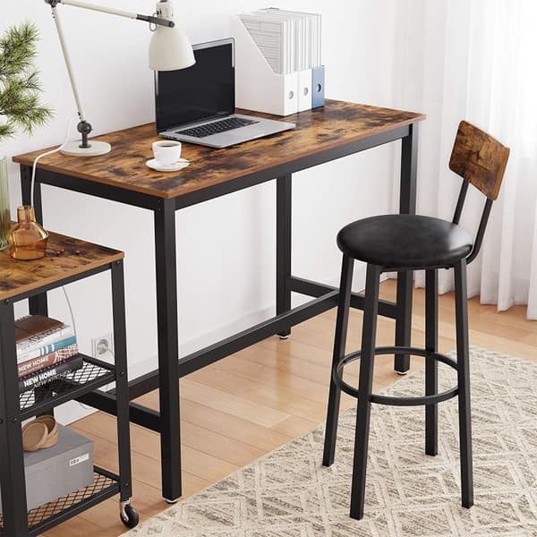 2 Barstolar industriell stil 39 x 39 x 100 cm med ryggstöd Ergonomisk Köksstolar Vintage Brun-Svart