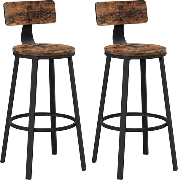 Barstolar 2-pack Köksstolar Industriell Design - Vintage brun-svart