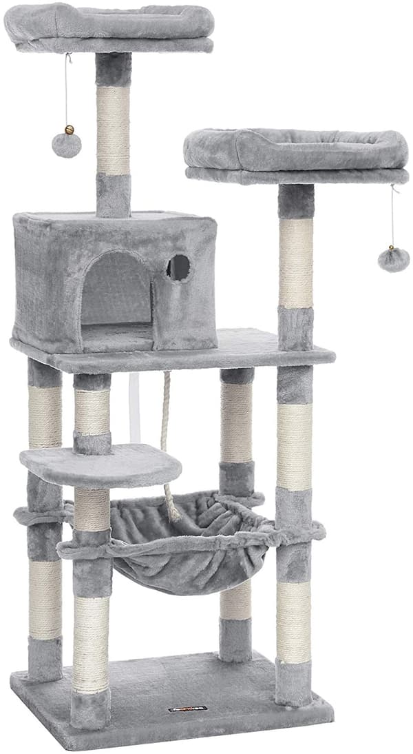 Klösträd med klöspelare sisal - Ljusgrå - 143 cm