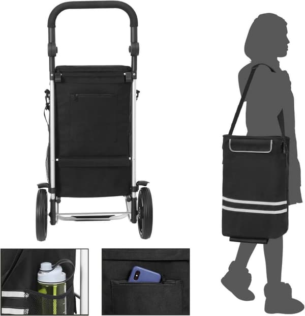 3-in-1 Shoppingvagn Multifunktion Med Kylväska 35L