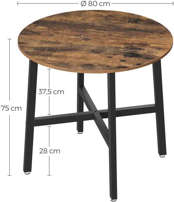 Matbord Rund 80 x 75 cm Industriell Design - Vintage brun-svart