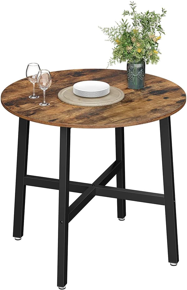 Matbord Rund 80 x 75 cm Industriell Design - Vintage brun-svart