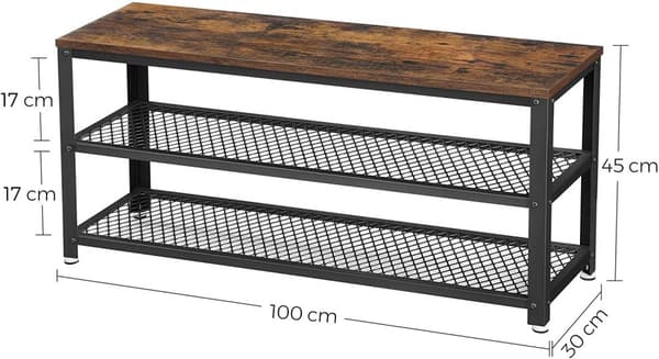 Sittbänk med Skohylla 100 x 30 x 45 cm Vintage brun-svart