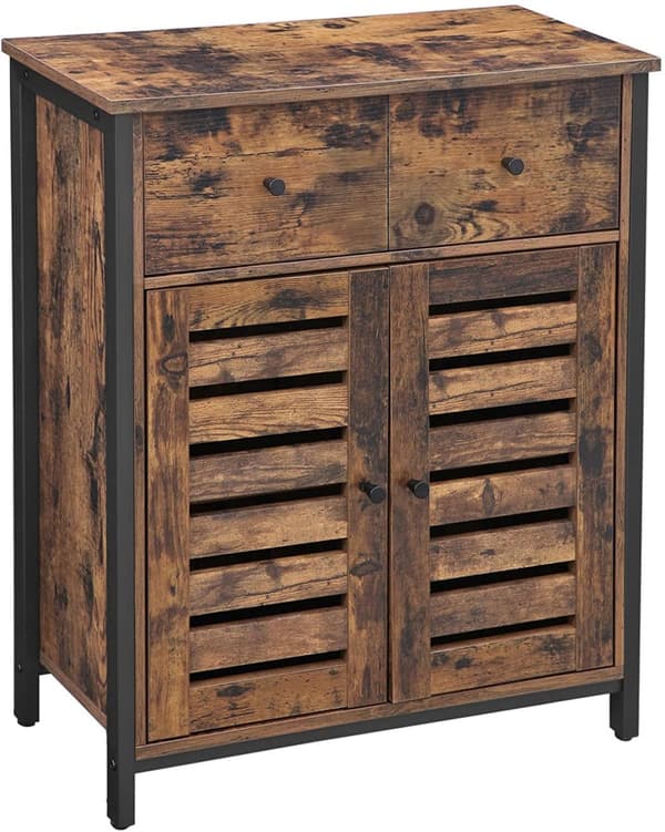 Förvaringsskåp, skänk med 2 lådor Vintage brun-svart 70 x 30 x 80 cm