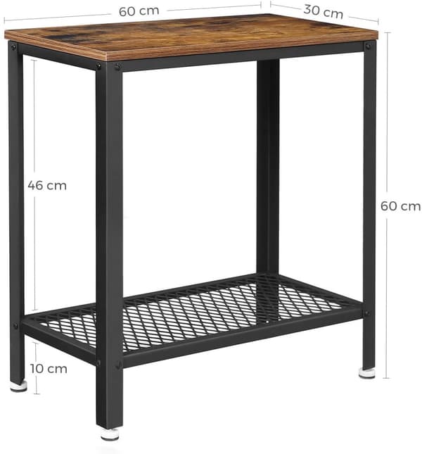 Sidobord med hylla - industriell design 60 x 30 x 60 cm