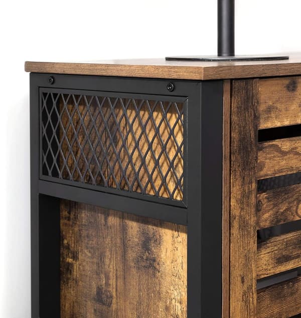 Förvaringsskåp, skänk med 2 dörrar, öppna hyllor Industriellstil 110 x 33 x 75 cm