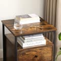 Pikkukuva 5 / 9: Sängbord - Sidobord Med 2 Lådor Industriell Design - Vintage brun-svart