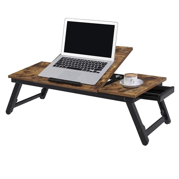 Laptopsbord, hopfällbart sängbord Vintage Brun
