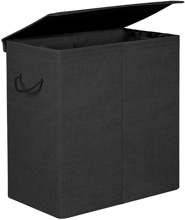 Tvättkorg 2 fack 142L med avtagbart tvättbart tygpåse‎ 68.9 x 39.9 x 6.5 cm Svart