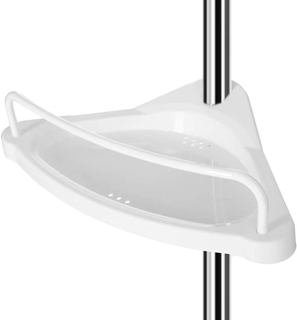 Duschhylla - Badrums Hörnhylla Med 4 Korgar, Krokar, Handduksstång Höjd 95-300 cm