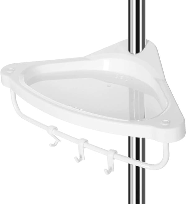 Duschhylla - Badrums Hörnhylla Med 4 Korgar, Krokar, Handduksstång Höjd 95-300 cm