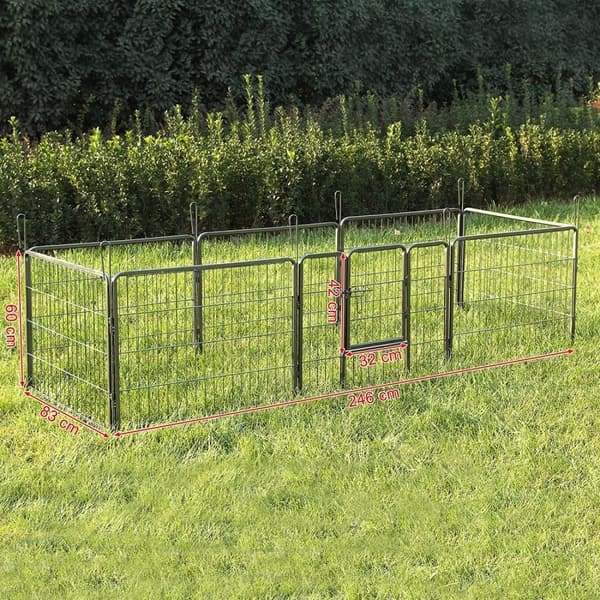 XXl Heavy Duty Hundhage / hundgård 8 galler justerbar form - grå
