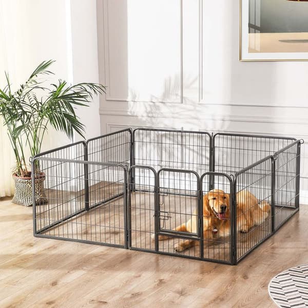 XXl Heavy Duty Hundhage / hundgård 8 galler justerbar form - grå