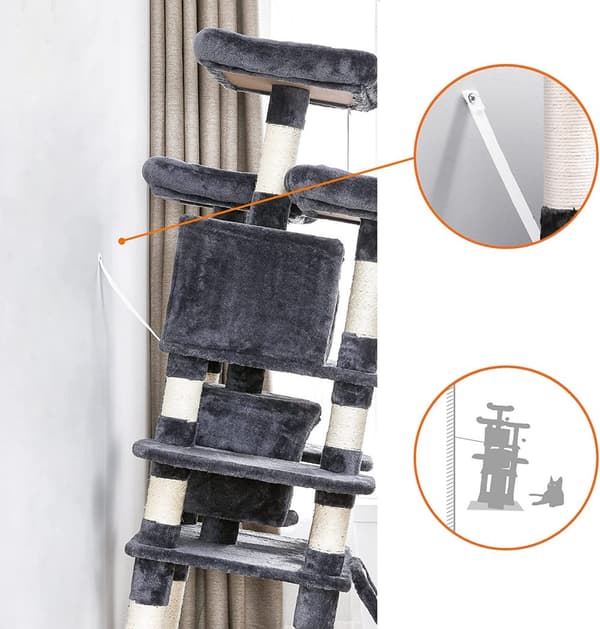XXL Klösträd med klöspelare sisal - Mörkgrå - 172 cm