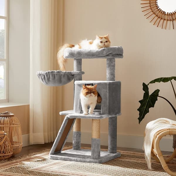 Klösträd - Katt träd med stor plattform 48 x 48 x 96 cm Grå