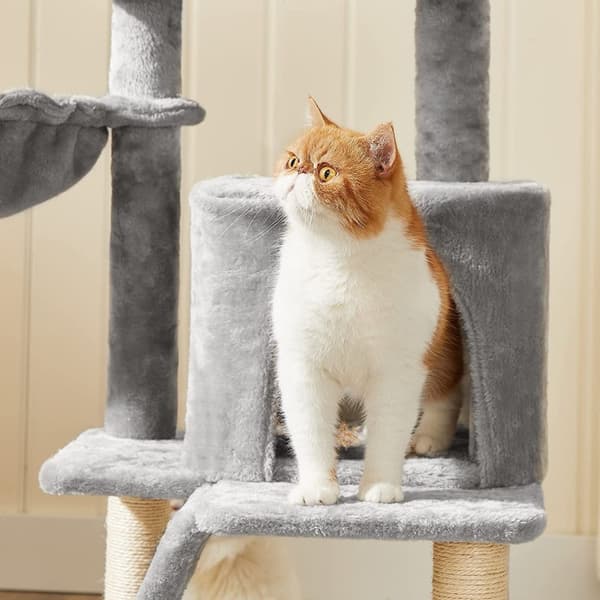 Klösträd - Katt träd med stor plattform 48 x 48 x 96 cm Grå