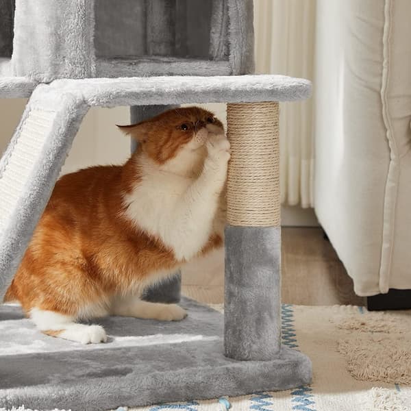 Klösträd - Katt träd med stor plattform 48 x 48 x 96 cm Grå