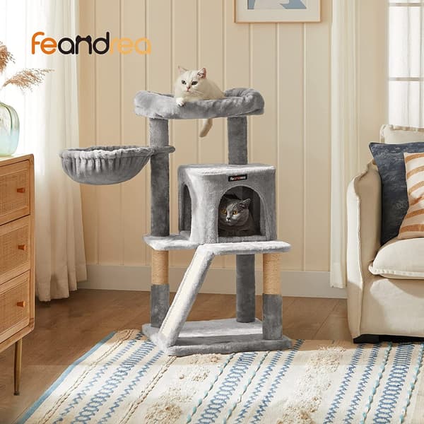 Klösträd - Katt träd med stor plattform 48 x 48 x 96 cm Grå