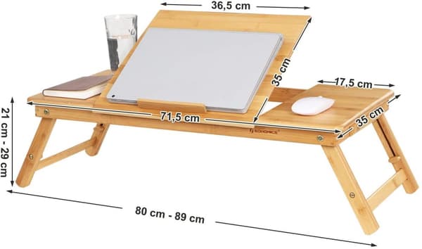 Bambu Laptopsbord, hopfällbart sängbord