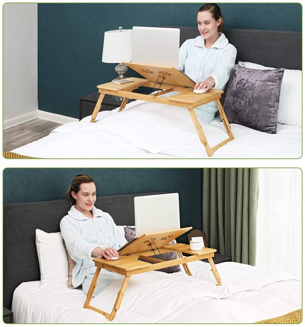 Bambu Laptopsbord, hopfällbart sängbord