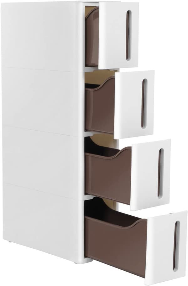 Tunn Förvaring 4 Lådor Rullbar 17x45x84 cm Plats Sparande