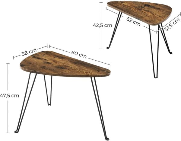 Satsbord - Soffbord set om 2 st - Sidobord - Industriell design