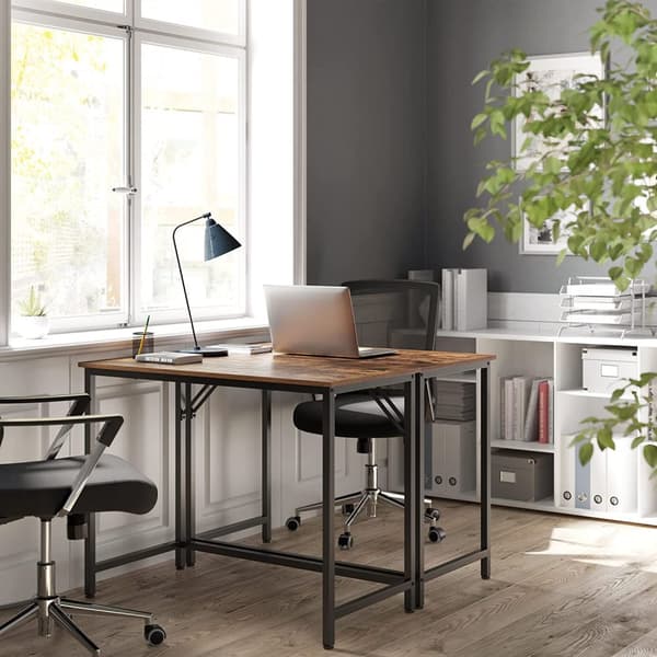 Skrivbord - kontorsbord, 100 x 50 x 75 cm Industriell Design Vintage brun-svart