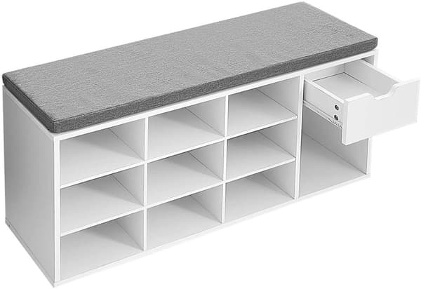 Sittbänk med skoförvaring öppna fack 104 x 30 x 48 cm, vit