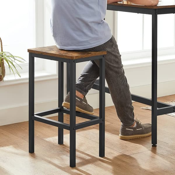 Barbord set med 2 barstolar i industriell stil Vintage beun-svart
