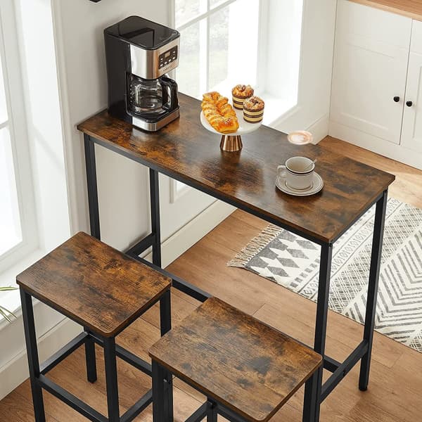 Barbord set med 2 barstolar i industriell stil Vintage beun-svart