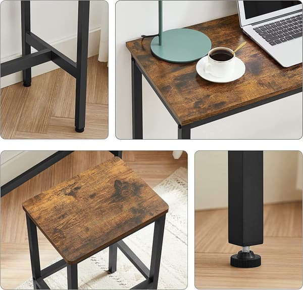 Barbord set med 2 barstolar i industriell stil Vintage beun-svart