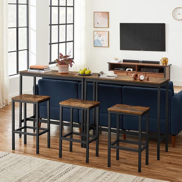 Barbord set med 2 barstolar i industriell stil Vintage beun-svart