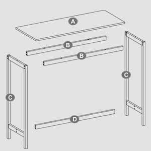 Barbord set med 2 barstolar i industriell stil Vintage beun-svart