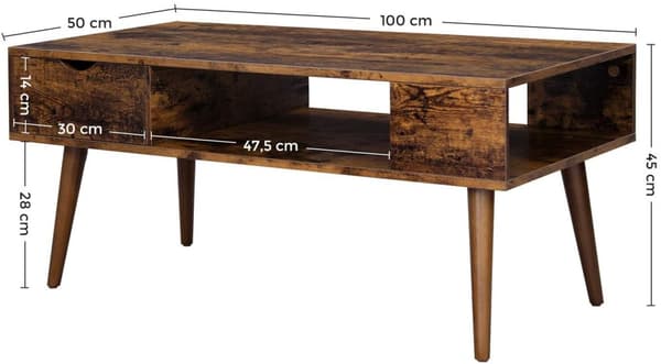 Soffbord Retro med förvaring 100 x 50 x 45 cm Vintage brun