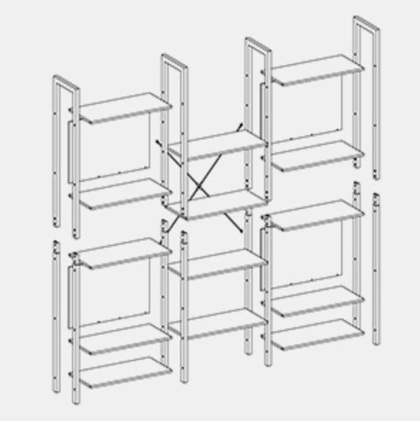 Bokhylla Modul Industriell stil 158 x 24 x 166 cm Förvaringshylla med 14 fack