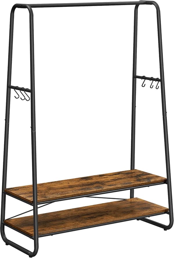 Klädställning med Klädstång, hyllor, krokar - Industriell Design 100 x 45 x 160 cm