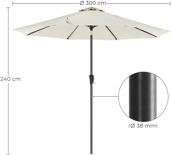 Parasoll 300 CM med tiltfunktion UPF 50+ solskydd Beige