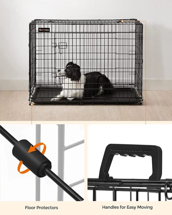 Hundbur XL metall 107 x 70 x 77,5 cm med två dörrar - Svart