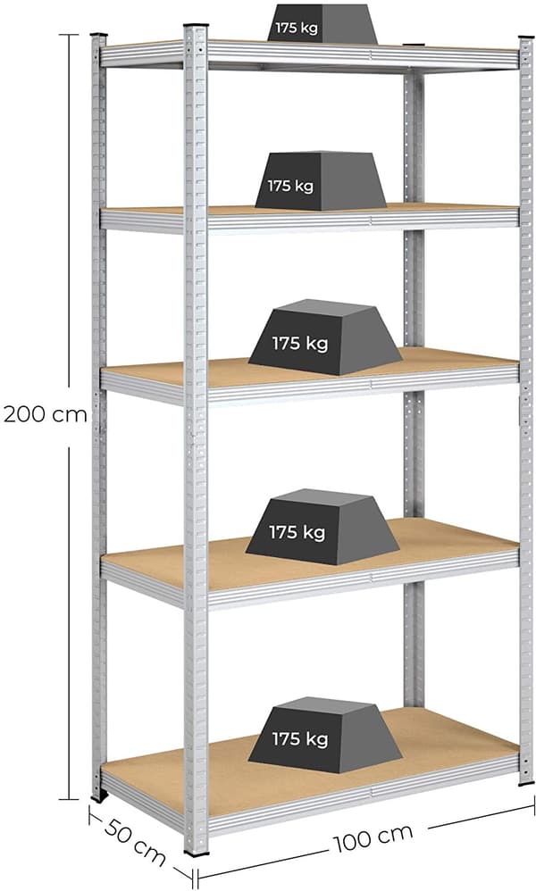 Förvaringsställ Heavy Duty 100x50x200 cm - justerbara hyllor - 875 kg