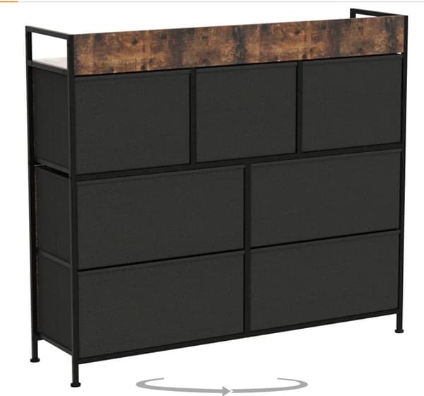 Byrå med 7 tyglådor industriell Design 98 x 28,5 x 85 cm Vintage brun-svart