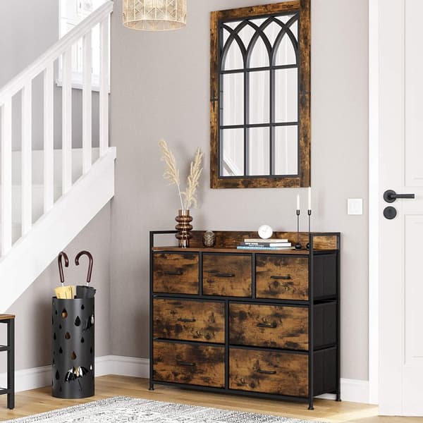 Byrå med 7 tyglådor industriell Design 98 x 28,5 x 85 cm Vintage brun-svart