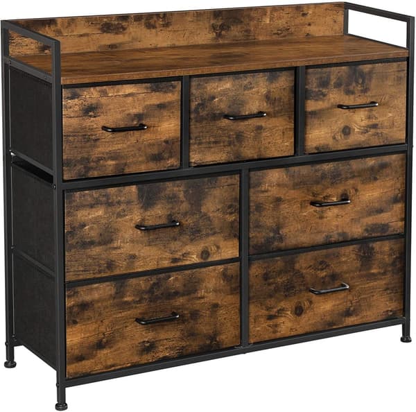 Byrå med 7 tyglådor industriell Design 98 x 28,5 x 85 cm Vintage brun-svart