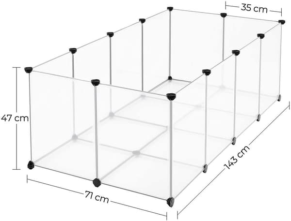 Lekhage för husdjur DIY transparant 143 x 73 x 46 cm