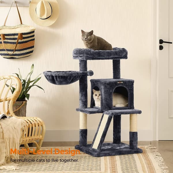 Klösträd - Katt träd med stor plattform 48 x 48 x 96 cm Mörkgrå