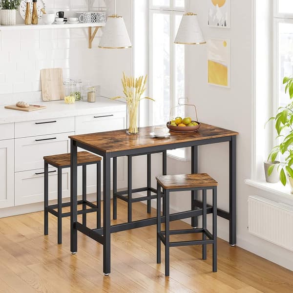 Barbord med 2 pall stolar - Barmöbel set vintage brun-svart