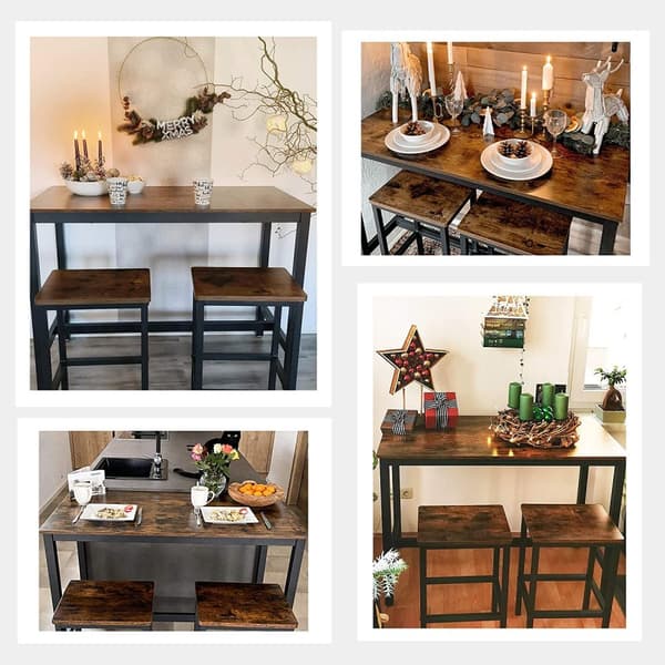 Barbord med 2 pall stolar - Barmöbel set vintage brun-svart