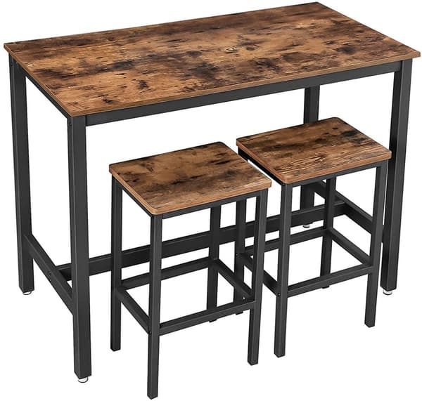Barbord med 2 pall stolar - Barmöbel set vintage brun-svart