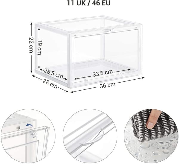 6-pack Förvaringslådor transparent för skor / små saker 36 x 28 x 22 cm